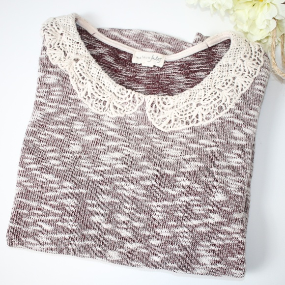 Maison Jules Tops - Maison Jules Lace Collar Heather Top S